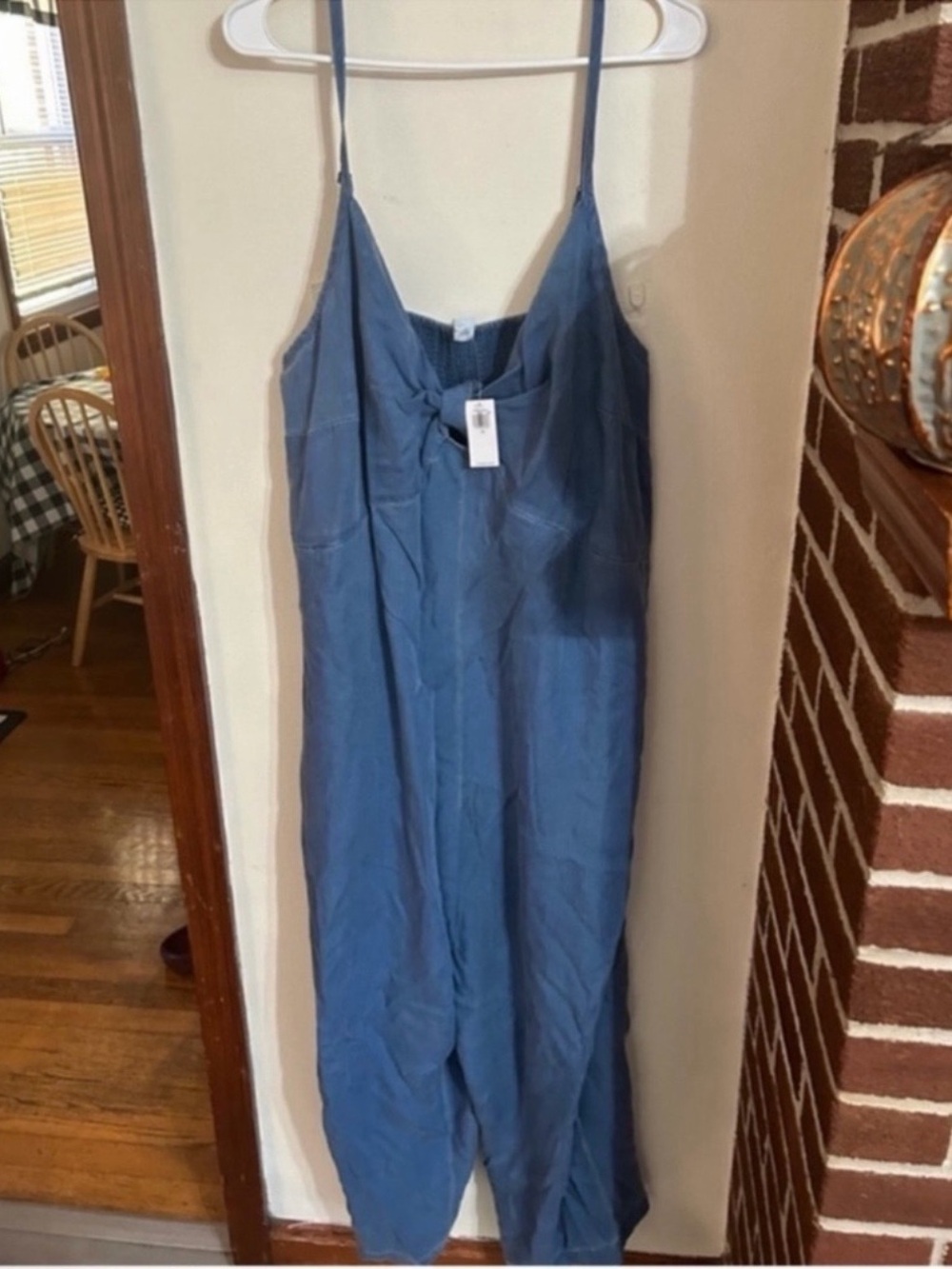 NWT Old Navy Size 3x Light Blue Tie-Waist Denim Chambray Jumpsuit